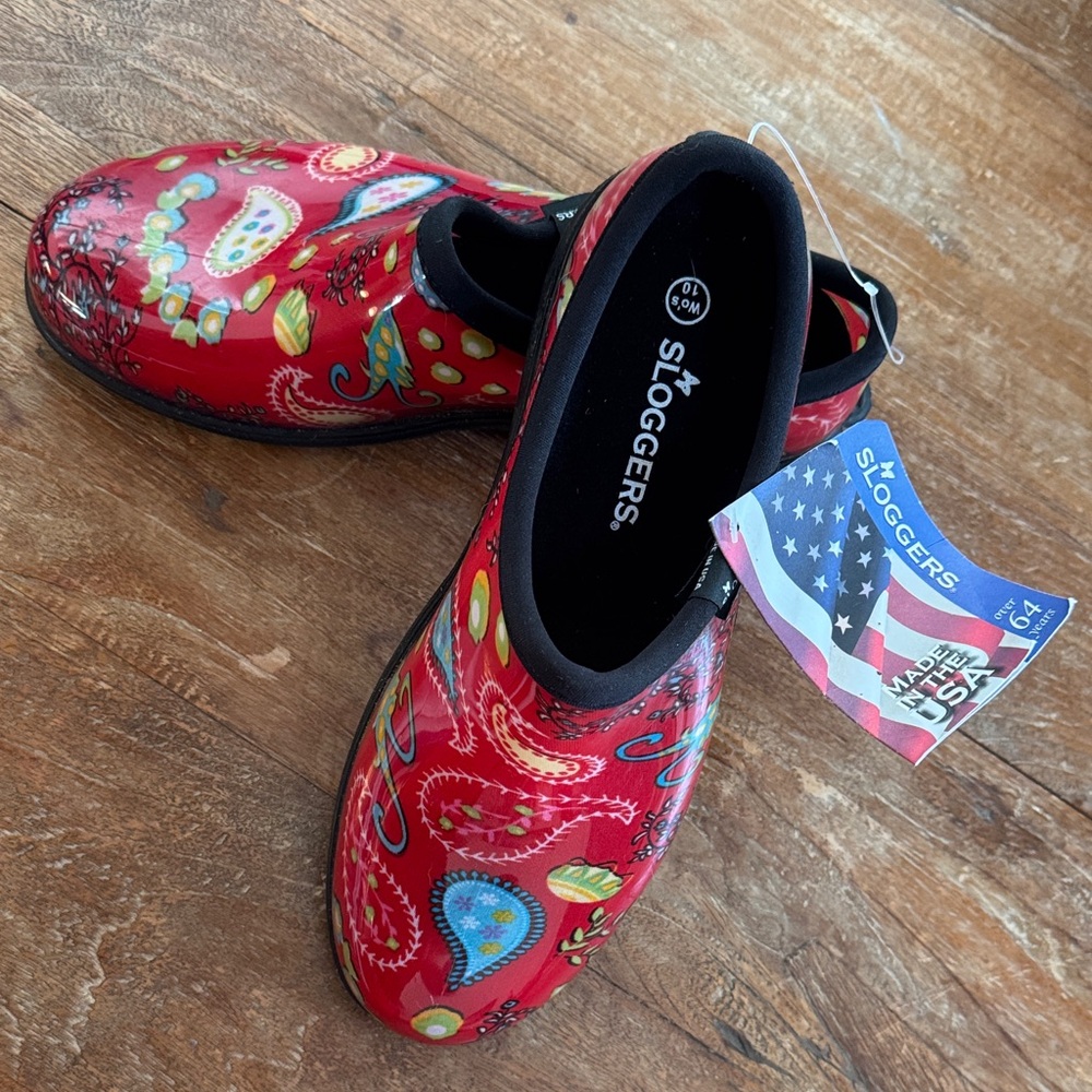 Sloggers Red Paisley Women's Garden Shoe